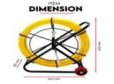 120M6MM Fish Tape Puller Fiberglass Wire Cable Running Duct Rodder V379-RODRDUCT612001