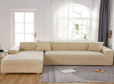 Waterproof sofa cover - Beige jacquard leaf pattern - For single sofa V1188-MS101-00756-1
