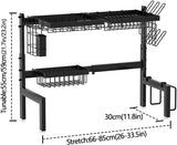 CARLA HOME Adjustable Over the Sink Dish Drying Rack with Utensil Holder, Hooks & Cutting Board Rack LSB-36206