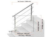 47.2in Handrails for Outdoor Steps 3 Crossbars Staircase for Porch Deck V952-BXGSLZFS120CCRS3EV0