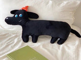 Cute Animal Plush Pillow Soft Comfortable Elastic Stuffed Doll Cushion for Home Bedroom Black Dog V1294-YM0626-3117220309812