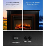 Devanti Electric Fireplace Fire Heater 2000W Black EFL-B-2000-FRAME-BK
