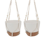2 Pack 10 Inch Self Watering Hanging Planter Plastic Wood Hanging Flower Pot Basket with Drainage V1294-YM0901-3111250073311