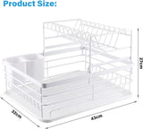 CARLA HOME 2-Tier Dish Drying Rack for Kitchen Counter with Removable Drip Tray, Utensil Holder and LSB-36249