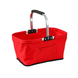 Collapsible Shopping Basket Foldable Market Basket with Aluminum Frame Large Zip Side Pocket Oxford V1369-AZ3-W-13631