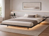 Levede Double Bed Frame Floating Frame with Storage Shelves RGB Lights Black BF1086-D-BK-AU