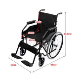 Orthonica 24in Self Propelled Foldable Steel Wheelchair - Black WCR-MAS-003-BK