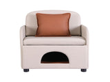 Artiss Armchair PU Leather Pet Accent Lounge Chair Cushion Beige UPHO-J-ARM-PU-BG