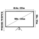 VEVOR Tripod Projector Screen with Stand 100inch 169 4K HD Projection Screen Stand Wrinkle-Free V952-TYPMDZC10016968W7V0