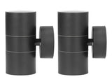 2Pcs GU10 Stainless Steel Outdoor Wall Sconce Waterproof LED Cylinder Up Down Wall Light for Yard V1294-YM0715-3119210323212