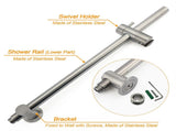 WELS Brushed Nickel 2in1 Shower Set Sliding Rail Arm 8" Round Head Handheld Small Face Mixer V1233-S4902BNHR002M4CNKSR108NKRD201N60