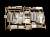 Portable Clothes Rack Coat Garment Stand Bamboo Rail Hanger Airer Closet V63-838031