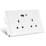 WiFi Touch Light Switch Smart Socket Flameproof Glass Panel Power Failure Memory APP and Voice V1294-YM0901-HS7879W-UK