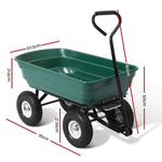 Gardeon Garden Cart Dump 270kg Hand Trailer Trolley Wagon Wheelbarrow Pull 75L GCT-DUMP-270KG-GN