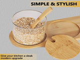 Glass Condiments Container-Seasoning Box Condiment Pots Jars with Spoons Container for Spice Salt V1370-AZ4-02721