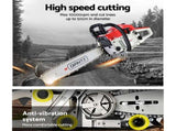 Giantz Chainsaw Petrol 58CC 20" Bar Commercial E-Start Pruning Chain Saw White CSAW-FT-20-RDWH