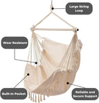 NOVEDEN Hammock Chair Hanging Rope Swing with 2 Seat Cushions Included V227-6777715009061