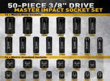 ELEAD 50Pcs 3/8'' Drive Impact Socket Set Deep Socket Metric Ratchet Adapter V465-70062