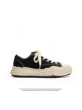Canvas Sneakers Platform Sneakers Height-Increasing Shoes Unisex Casual Shoes - Black and white V1102-W-SHOE-15204-BLAC-7AU7EU38