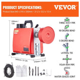 Drain Cleaner Machine 66FT x 5/8" 250W Sewer Snake Auger Manual Feed V952-XSGDSTJ250W540ZG9V3