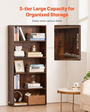 VEVOR 5-Tier Narrow Bookshelf 134cm Wooden Open Bookcase Adjustable Shelf Brown V952-BSSJZFXBHB1LXY2KAV0