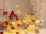 mini desktop Christmas tree, flocked pink Christmas tree, Christmas tree set, Christmas decorations, V1106-128-93331-CHR-2