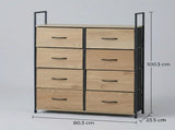 CARLA HOME 8 Drawer Tallboy Large Storage Cabinet - Brown - Rustic - Steel - Chest Drawers Tallboy V178-36456