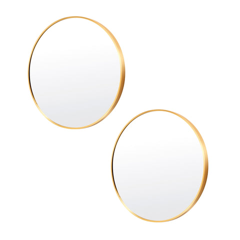 2 Set Wall Mirror Round Aluminum Frame Bathroom 50cm GOLD V274-FT-BM-ALUR-GLD50-X2