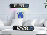 13.7" Large LED Digital Wall Clock - Auto Dimming, Temperature Display, Ideal for Bedroom & V1232-SXJSJ001