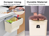 Hanging Kitchen Compost Bin with Lid for Cabinet Door or Wall, No-Drill Adhesive Mount, Odor-Proof & V1107-CS-GBSLJTM