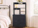 Levede Bedside Table with Charging Station 3 Drawer RGB Light Night Stand Black NI1101-BK-AU