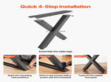 Table Legs, 750 x 760 mm W Steel Furniture Legs, Modular Design, Easy Assembly, 1000 kg Max V952-ZTCFKXX2830I85NBJ001V0