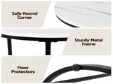 Artiss Nesting Coffee Table Set of 3 Round Stackable Side End Tables Marble Finish White FUR-V-COF-04-MBWH