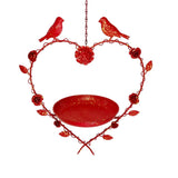 Red Iron Heart-Shaped Hanging Bird Feeder Tray, Functional Mesh for Garden Decoration, V1366-AZ2-W-26777