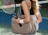 Womens Tennis Gym Bag Sports Tote Fits Two Rackets with Shoe Compartment - Camel V1308-DSZKI-142-2