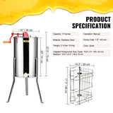 Manual Honey Extractor, 3 Frames Honey Spinner Extractor, Stainless Steel Beekeeping Extraction, V952-SDYMJBXGYC153X6H5V0