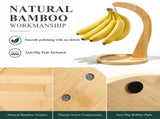 Wooden Banana Hanger Stand for Kitchen Countertop Sturdy Metal Hook Keep Fruit Fresh and Bruise V1369-AZ3-W-12120