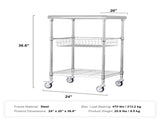 Kitchen Utility Cart, 3 Tiers, Wire Rolling Cart with 213kg Capacity, Steel Service Cart on Wheels, V952-LLCFTCCB20X24IGJ4V0