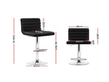 Artiss 2x Bar Stools Padded Leather Gas Lift Black BA-TW-NEWT710N-BK-X2