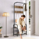 4-In-1 Coat Rack Large Capacity Freestanding Hall Tree 183 High Entryway Bench with 8 Detachable V985-COATRACK