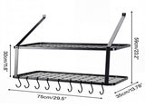 Toque Metal Pot Pan Rack Hanging Kitchen Shelf Wall Mounted Organizer 10 Hooks KT1064-BK-AU