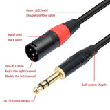 2X Jack 6.35mm 1/4 TRS Stereo to Double XLR Male Audio Cable Extension Cable Y Splitter Audio Cable V1370-AZ4-11894