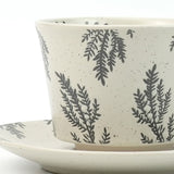 High-Fired Ceramic Stoneware Speckle Cup & Saucer Set 380ml Floral Tea Spoon EARTHY GREY V274-HA-LA-P0024817-BK