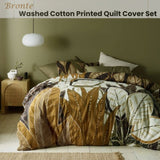 Accessorize Bronte Washed Cotton Printed Quilt Cover Set Queen V442-HIN-QUILTCS-BRONTE-BROWN-QS