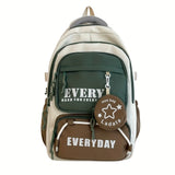 Color-Block Multi-Functional Backpack Letter Print, Large Capacity & Splash-Resistant, Main V1232-SJB-PS-006