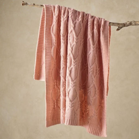 Bianca Johnson Knitted Throw Rug 130 x 160 cm Blush V442-BCA-THROW-JOHNSON-BLUSH-RE