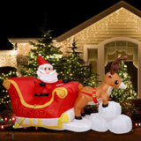 Santaco Christmas Inflatables Outdoor Santa Claus Reindeer Sleigh Lights Decor INFL1047