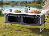 Weisshorn Camping Table Adjustable Storage Cabinet Aluminum MDF 120cm Grey XFEL-TABLE-ALUM-120-SS