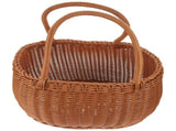 Rustic Hand Woven Basket Brown Plastic Picnic Basket with Handle for Outdoor Use V1192-AZ-W-27543