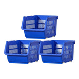 3 Piece Stackable Storage Baskets with Wheels Large ABS Plastic Kitchen Toy Organizer Bins 13x9x22 V1369-AZ3-W-21557